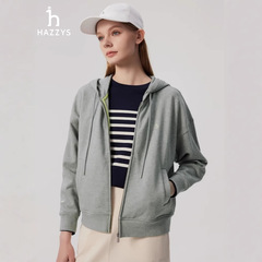 Hazzys/哈吉斯25秋季新款女士连帽拉链开襟休闲卫衣外套一件代发