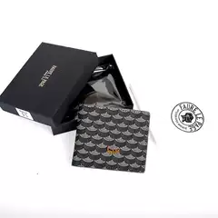 New FLP Fish Scale Print Wallet Genuine Leather Card Bag Canvas Coin Purse Men's and Women's Small Bag