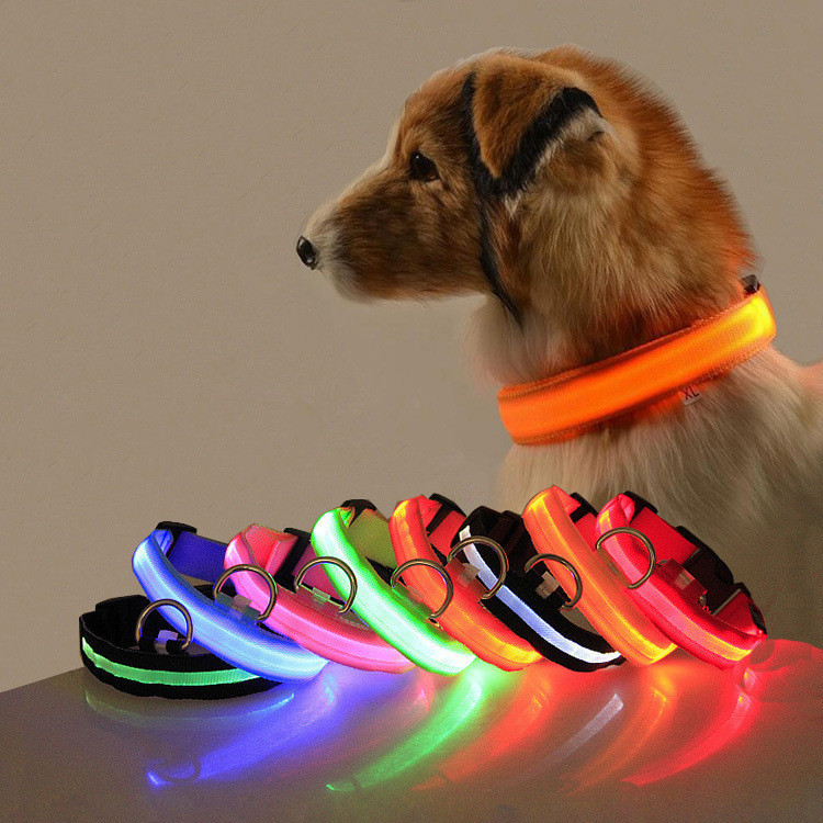 Pet luminous collar dog luminous collar USB rechargeable dog collar wire mesh collar LED luminous dog collar