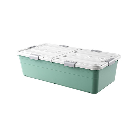 Under-bed box, under-bed clothing storage box, flat storage box with wheels, transparent drawer-type under-bed storage box