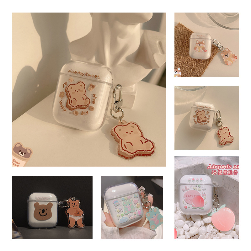 De dibujos animados airpods1/2 Generación funda protectora para Apple 3 Generación de auriculares caso PRO 2 transparente de silicona suave resistente a la caída de adornos