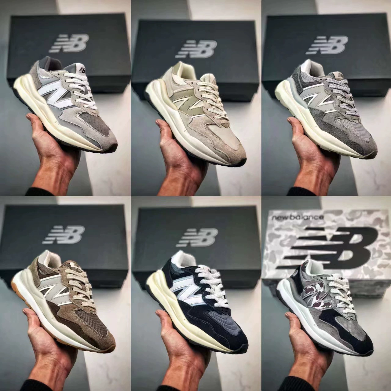 Чистый оригинальный новый Bailun NB 5740 темно-синий светло-молочный чай Yuanzu серый черно-белый ретро-папочка обувь мужские и женские кроссовки