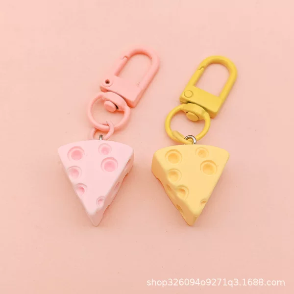 Cute Cheese Keychain Custard Cheese Block Jewelry Pendant Student Girl Heart Sweet Artificial Food Toy Pendant