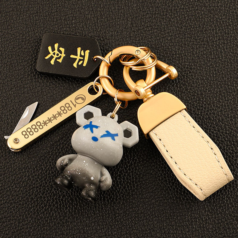 Llavero de coche transfronterizo osito INS macaron color violento llavero colgante bolso colgante llave
