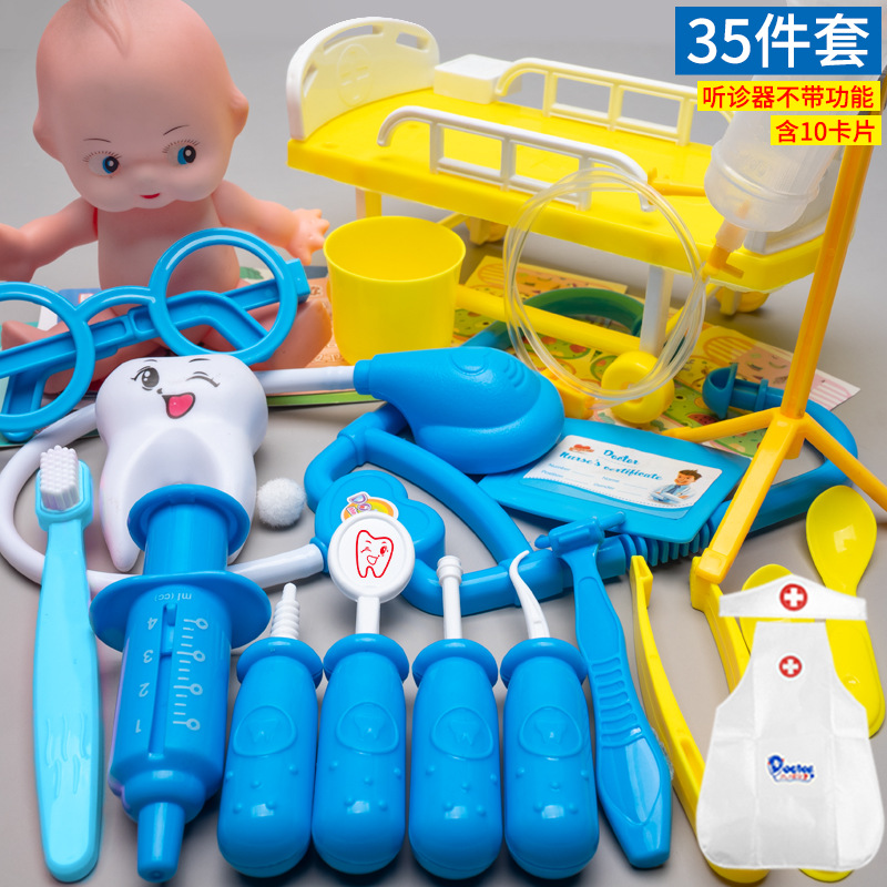 Los niños juegan a las casitas pequeño doctor juego de juguete chica enfermera herramienta inyección caja médica estetoscopio Masculino