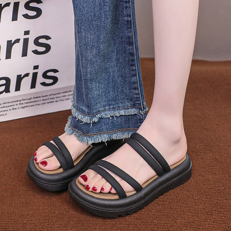 Slide platform, summer fashionable shoes, comfortable universal beach slippers for leisure, Korean style