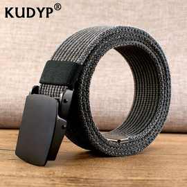 金属扣帆布腰带青年学生自动扣男士休闲裤带编织皮带战术年轻人潮