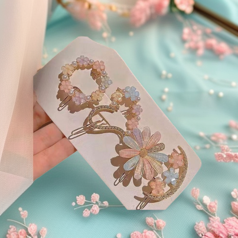 작고 심플한 꽃잎 머리핀, 꽃 모양 헤어핀, 인터넷 유명인 스타일 옆머리핀, 한국 스타일 머리핀, 헤어 액세서리, 머리 장식, 버클핀, 도매