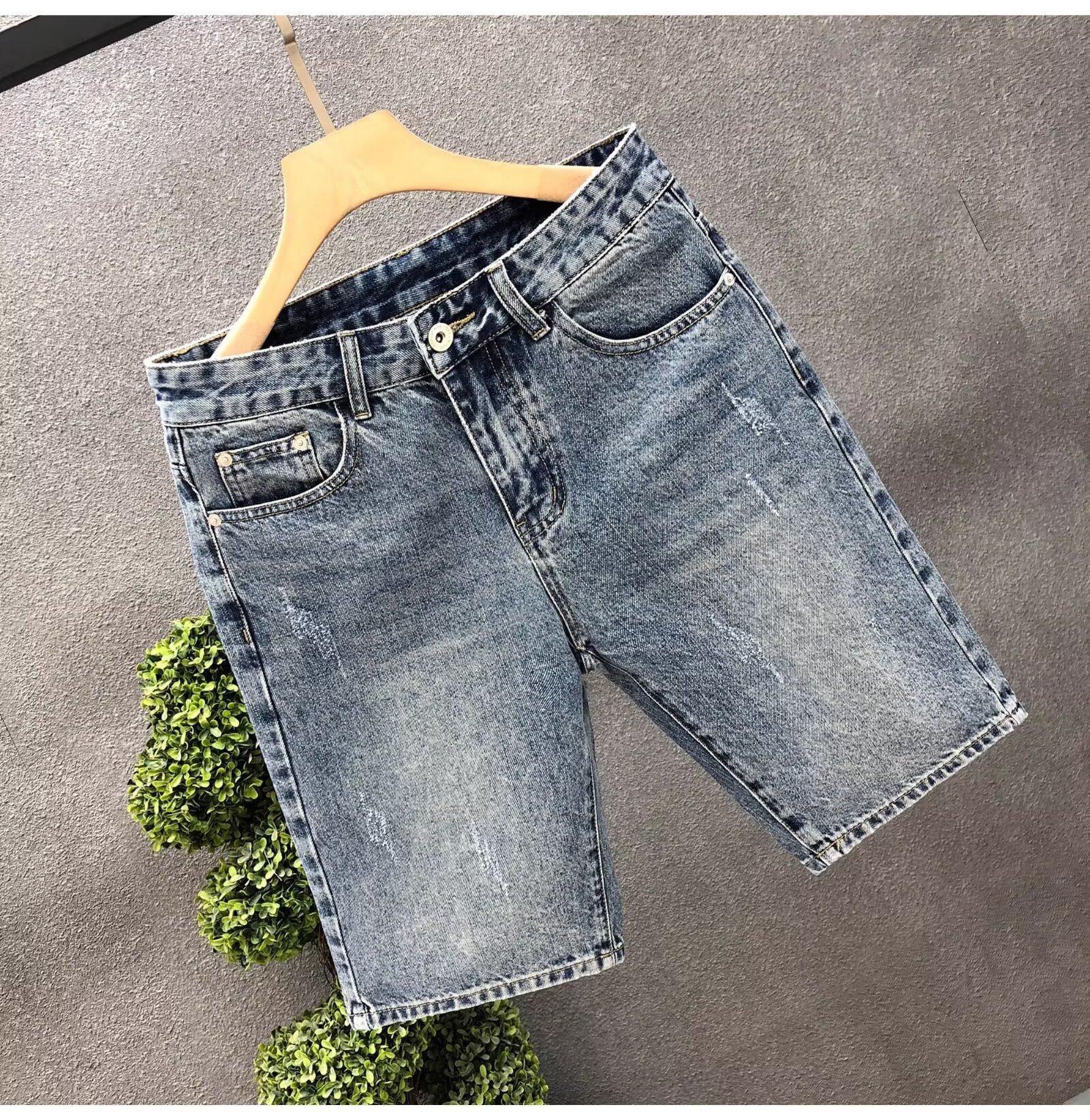 Herren Slim Fit Stretch Jeansshorts Mit Elastischem Bund_voghion.com