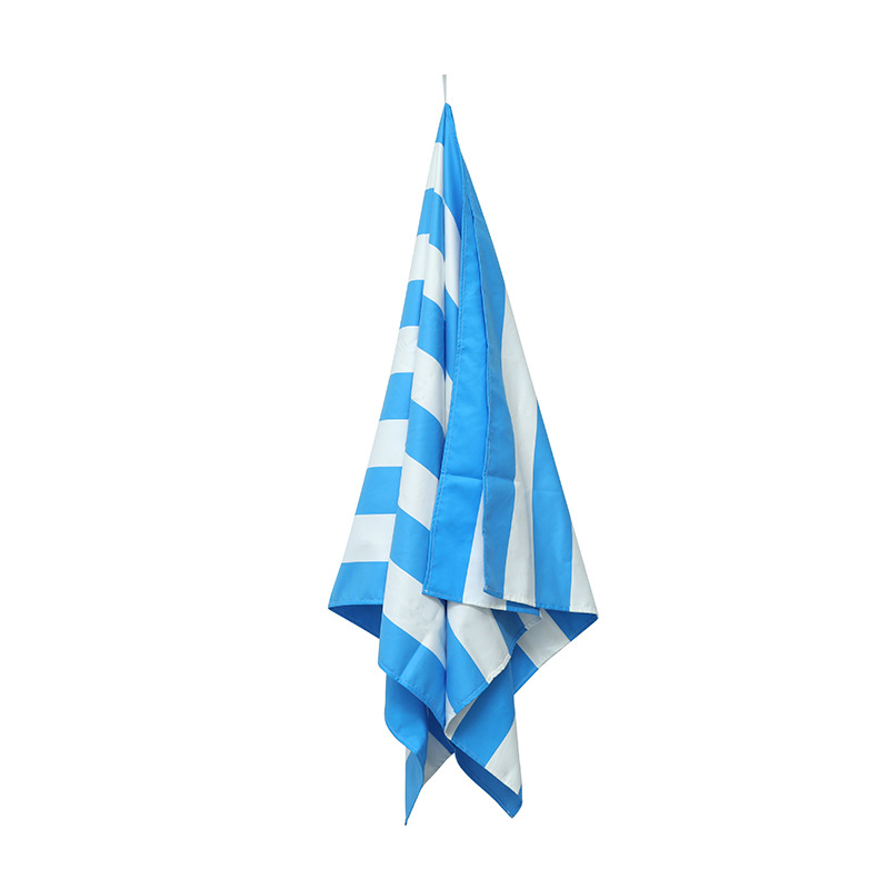 Toalla de playa de doble cara a rayas de verano disponible en stock para vacaciones en la playa y viajes, protección solar, se puede vender al por mayor, transpirable y de secado rápido.
