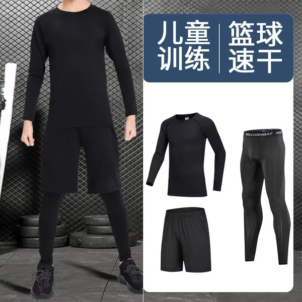 Children's tights training clothes quick-dry clothes boys spring and autumn basketball football base sports fitness clothes suit wholesale