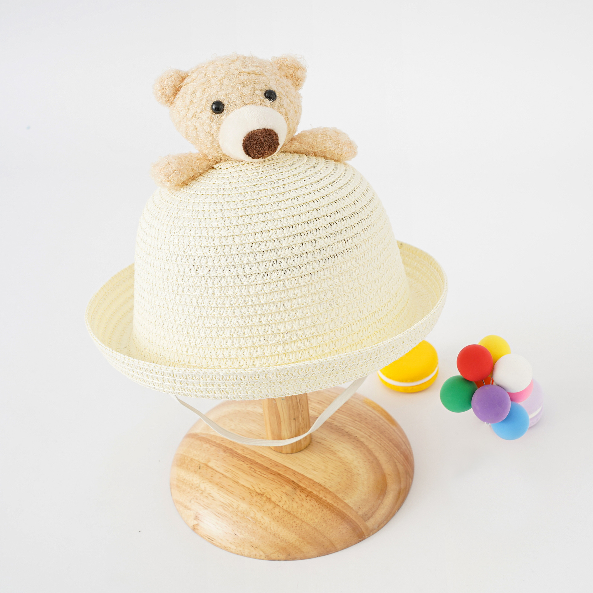 2023 nuevos niños del verano bebé protección solar oso lindo sombrero de paja transpirable image 3