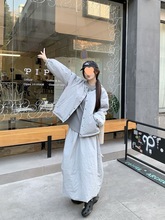 夹棉加厚长袖棉服外套卫衣女2025冬季新款半身长裙韩系时尚套装潮