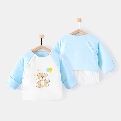 初生婴儿半背衣秋冬季59码宝宝衣服春秋装新生儿夹棉上衣加厚保暖