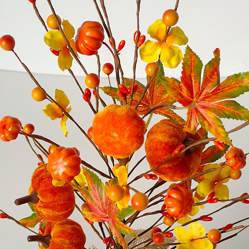 Simulación bayas franela calabaza decoración árbol pequeño decoración de mesa festival de la cosecha de otoño día de acción de gracias árbol de arce de Halloween