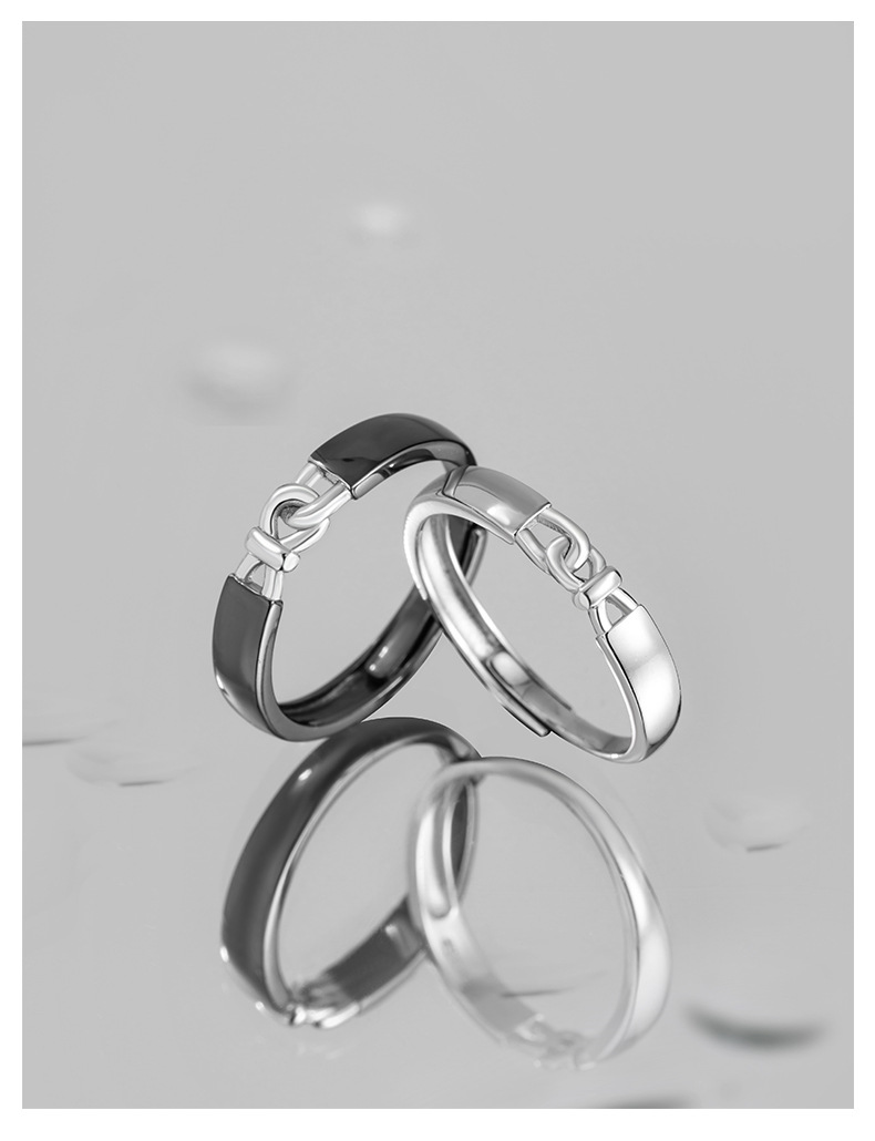 925 Sterling Silver Material 925 Sterling Silver Solid Color Open Rings