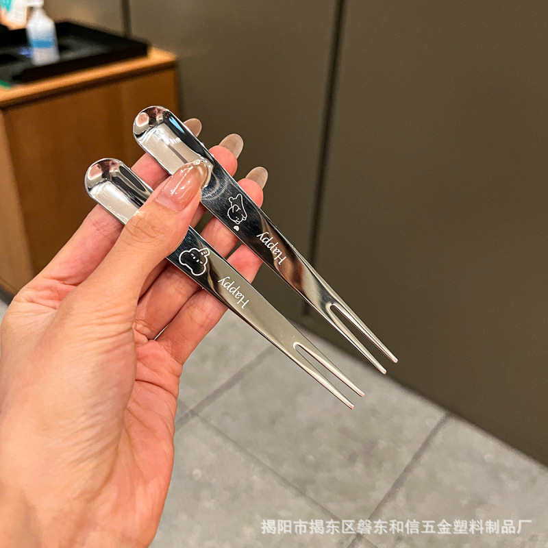 食品グレードのフルーツフォーク 316L ステンレス鋼フォーク子供用ポータブルデザートフォークケーキスナックフォーク|undefined