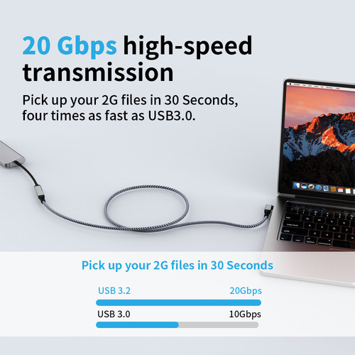 Type-C extended line, male to female high-definition audio/video data cable, 4K projection expansion line, C to C female to male adapter