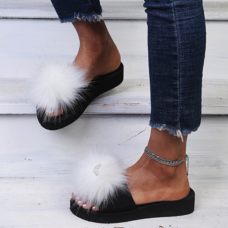 female imitation fox fur flip-flop nihaostyles clothing wholesale NSKJX71202