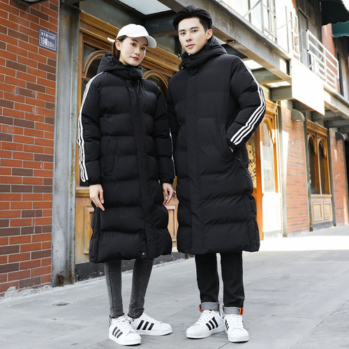 Winter New Style Sports Flannel Coat Couple's Long Length Knee-Length Down Flannel Coat for Men, Customizable with Polo Printing for Manufacturers