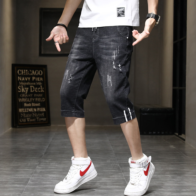 Cropped Pants Men's Summer Thin 2022 New Arrival Loose Straight Shorts Trendy Brand Korean Style Fashionable Denim Pants