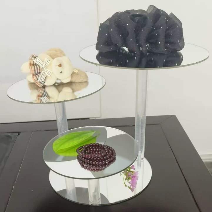 Акриловый поднос-зеркало для свадебной церемонии, праздничной вечеринки, подставка для торта, ручной работы, прозрачная акриловая подставка