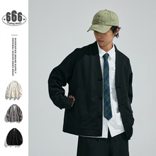 UNDREST秋季新款新中式复古盘扣开衫男女复古华夫格上衣外套WT22