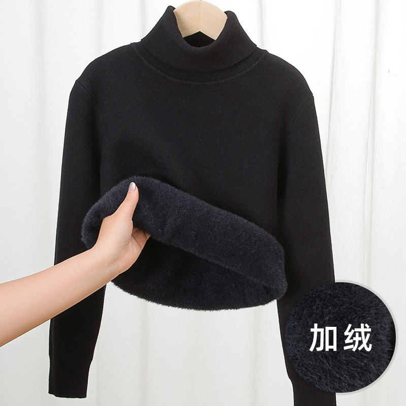 Niñas más suéter de terciopelo un terciopelo más terciopelo grueso camiseta de punto de cuello alto camiseta de agua de terciopelo bebé