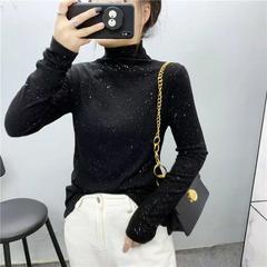 加绒半高领亮闪闪长袖T恤女2025新款洋气内搭保暖打底衫上衣