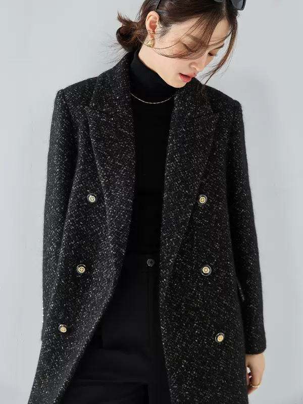 Зимняя шерстяная куртка, пальто, стиль Chanel
