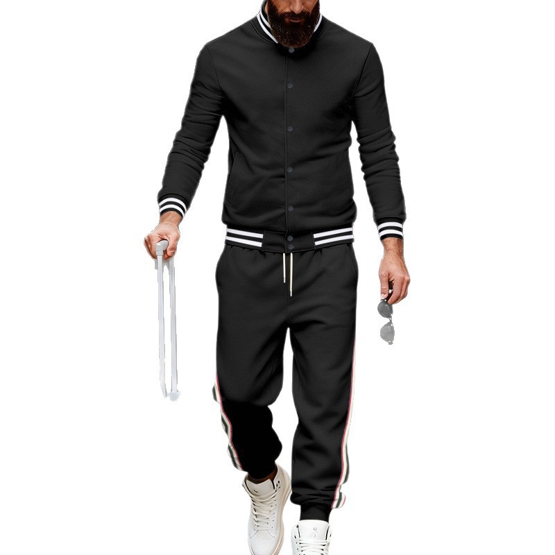 Abbigliamento da uomo - Completo sportivo da baseball foderato in pile pesante da uomo - Abbigliamento casual invernale per esterni - Abbigliamento da pendolare alla moda_voghion.com