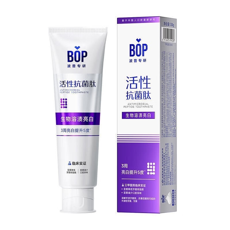 Bop は、マルチ効果の生分解性歯石、爽やかな息、歯肉ケアを備えた Bop アクティブ抗菌ペプチド歯磨き粉を専門としています。|undefined