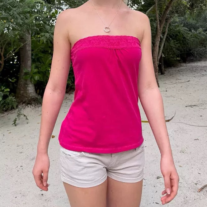 BM style new dragon fruit color lace trim tube top for women, BM hot girl pure desire slim fit inner top BM style new dragon fruit color lace trim tube top for women, BM hot girl pure desire slim fit inner top