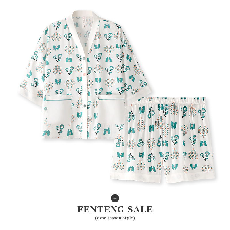 [아이스 실크] 여성용 여름 아이스 실크 잠옷, 반팔 고급 실크 슈트, 대형 여성용 홈웨어, 야외에서 착용 가능