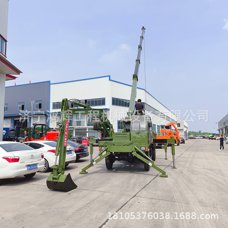 自营多功能吊挖一体机 全地形挖坑吊重四驱运输车 360°旋转作业