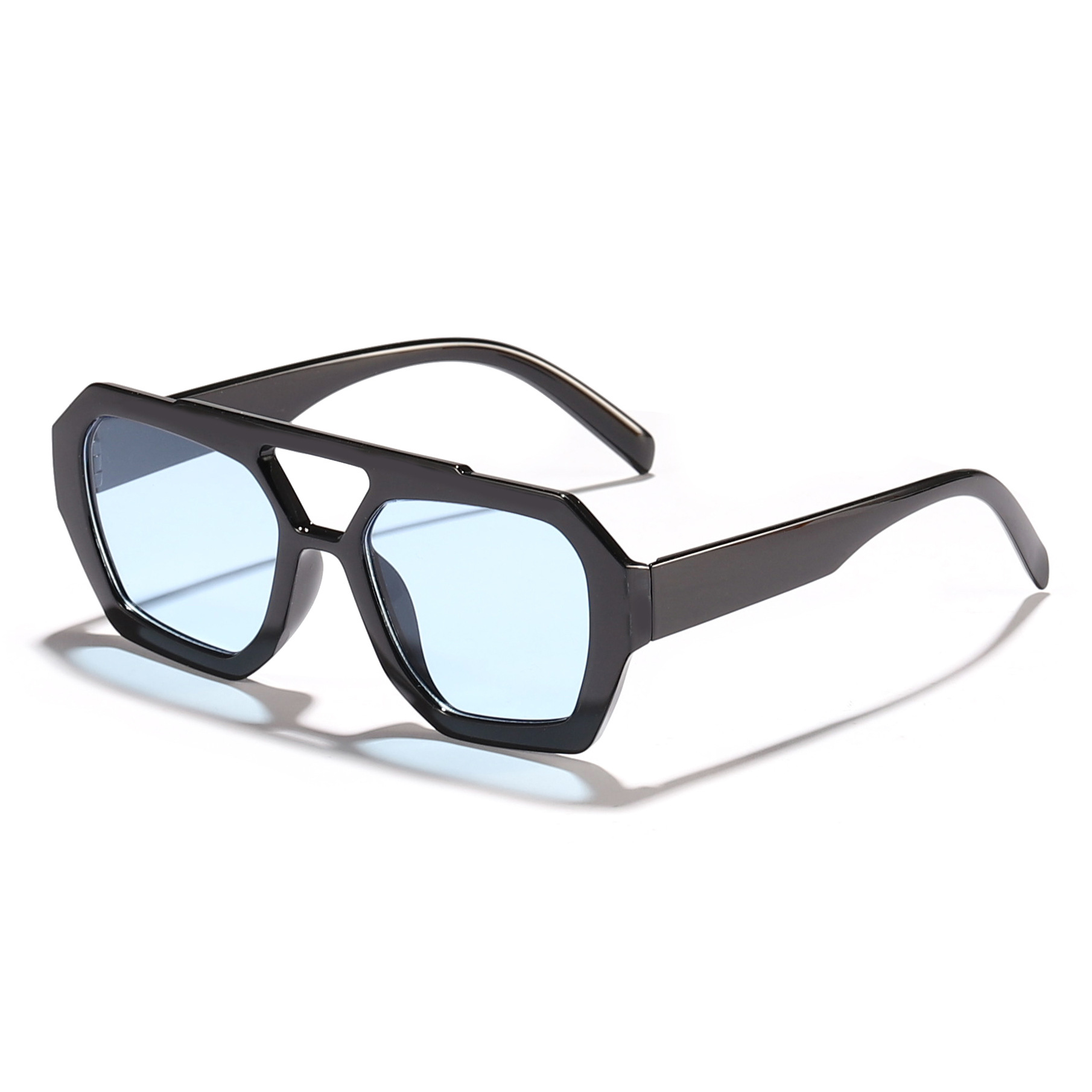 2024 nuevas gafas de sol irregulares de doble viga europeas y americanas transfronterizas para mujer, gafas de sol de tendencia de celebridades de Internet bohemia retro