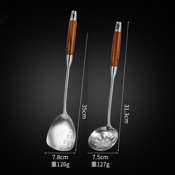 304 steel mini hollow shovel + colander [Roseberry Wooden Handle]