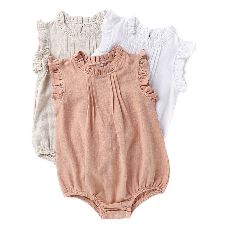 Ins амазонка взрывной трансграничный детский комбинезон новый сплошной цвет лазай костюм льняный дышащий костюм для девочек