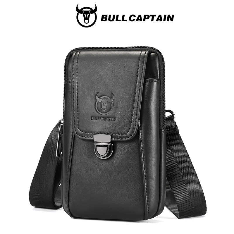 Capitán Niu cuero primera capa de piel de vaca de los hombres de la correa del bolso casual al aire libre del teléfono móvil bolso de cuero genuino hombro crossbody bolso de la cintura
