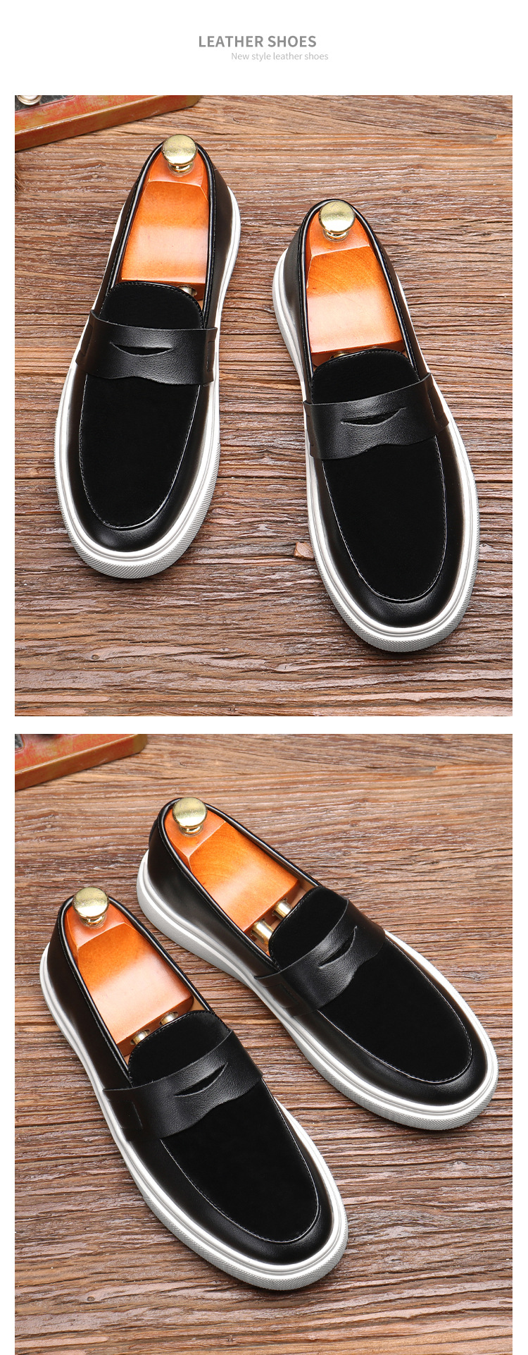 Mocassini con plateau Scarpe casual in pelle da uomo slip-on_voghion.com