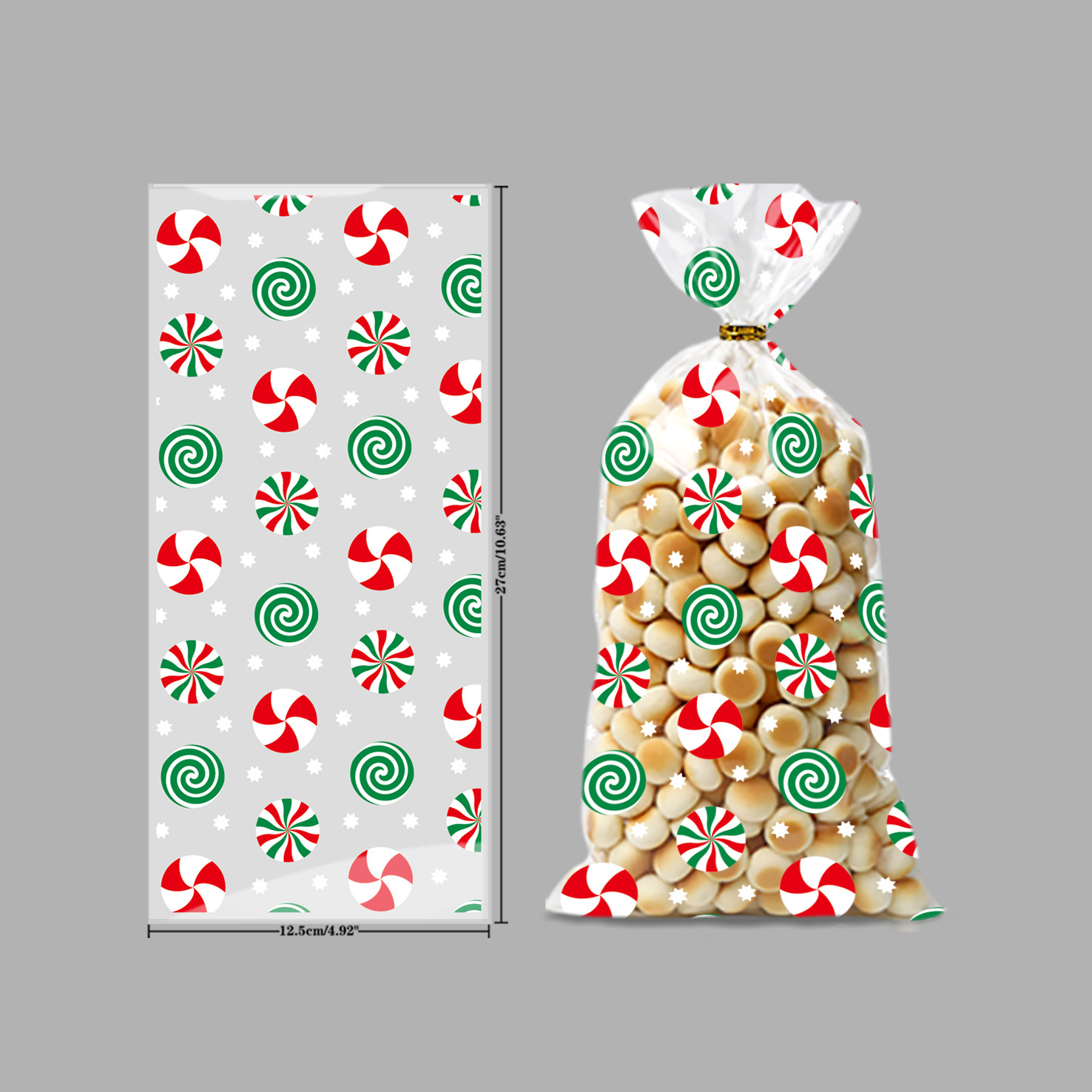 크리스마스 캔디 50개 봉지 + 60개 묶음, 12.5*27CM, OPP