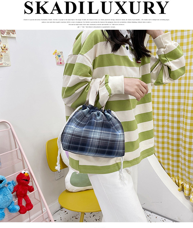 JK Japanese-style small bucket tote canvas bag, new simple and versatile, artistic single-shoulder hand-carry lunch box bag for women undefined