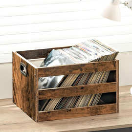 木质桌面唱片书籍杂志收纳盒文件资料收纳筐CD碟片黑胶唱片整理盒