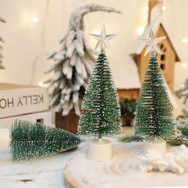 LED Christmas tabletop tree decoration, pine‑needle lantern 20×7 cm, multicolor lights