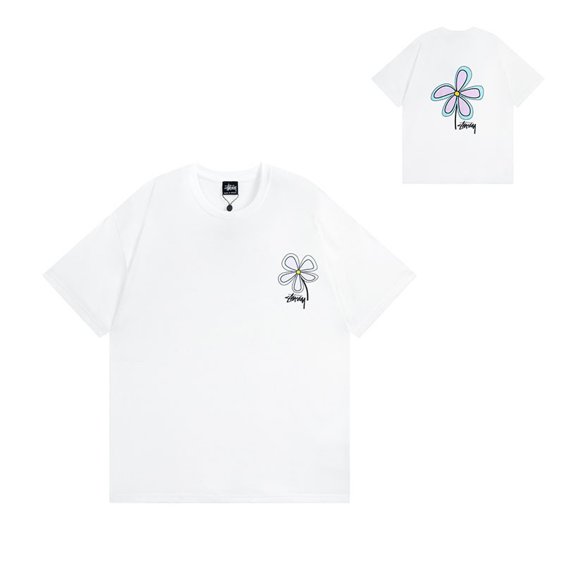 貿易ヨーロッパとアメリカのトレンディなブランド Stussy スチューシー ブラック 8 クラシック アイスクリーム 半袖 カップル 夏 ルーズ Tシャツ メンズ|undefined
