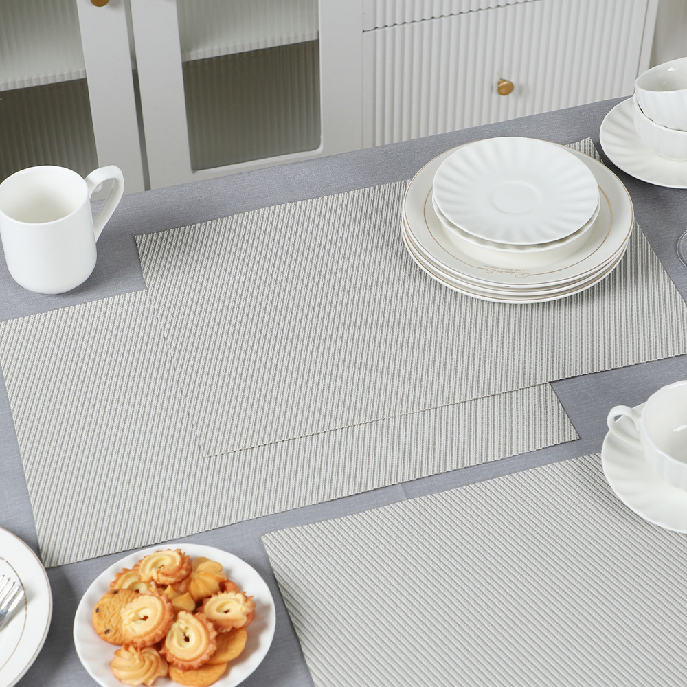 Manteles Individuales de PVC de Color Sólido, Serie de Tejido Denso, Resistentes al Calor, para Mesa de Comedor Occidental, Decoración del Hogar