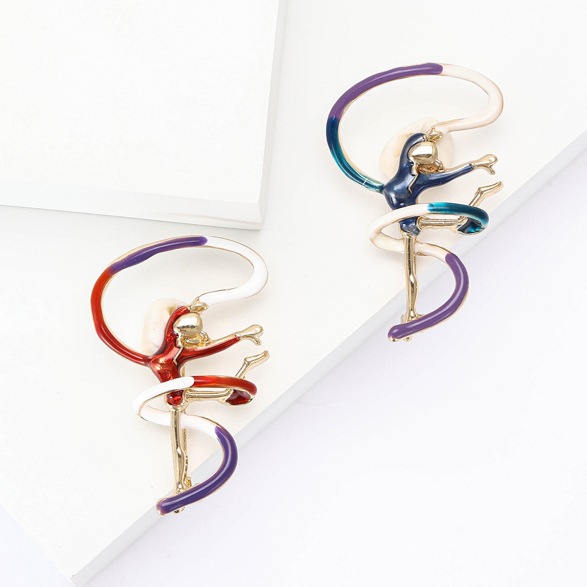 New Style Personalized Fashion Alloy Enamel Gymnastics Girl's Brooch Creative All-match Women's Clothing Corsage Jewelry Pin