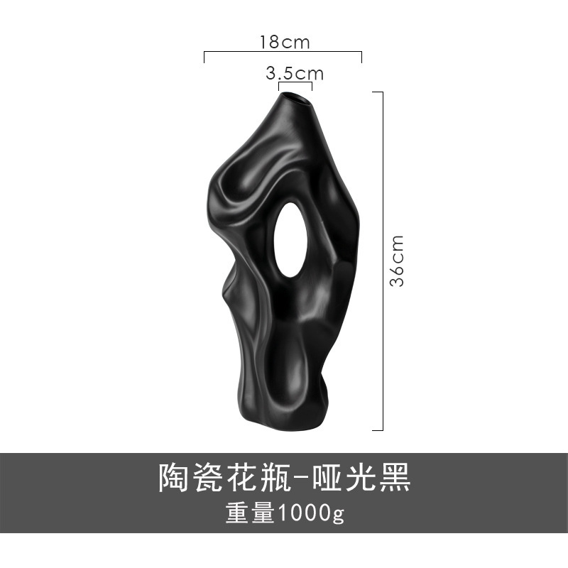 中古床置き置物デザイン感高級新中国式大衆家庭シンプル陶磁器花瓶ドライフラワー花瓶潮|undefined