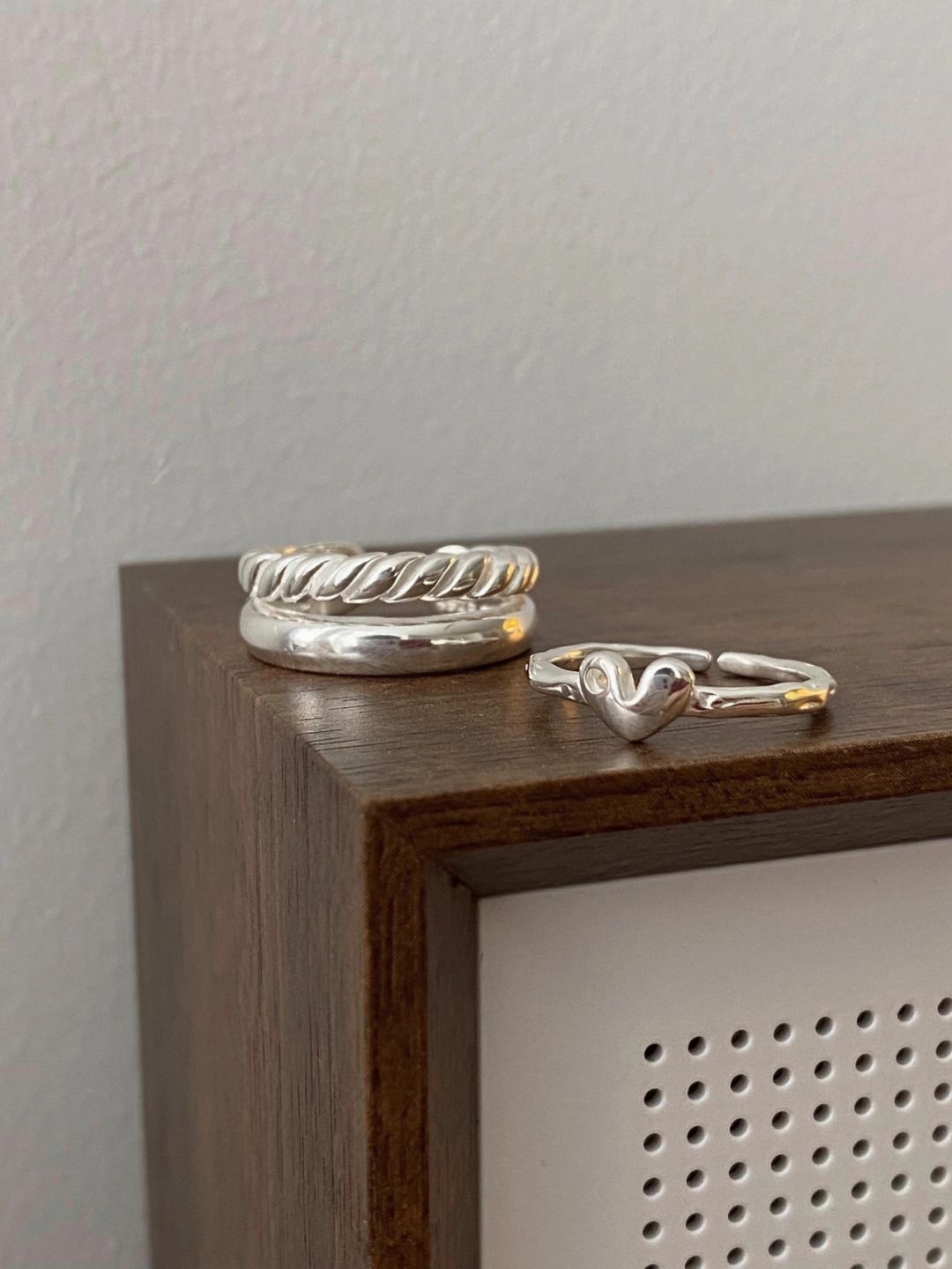 Bague cœur en argent sterling double couche design coréen_voghion.com