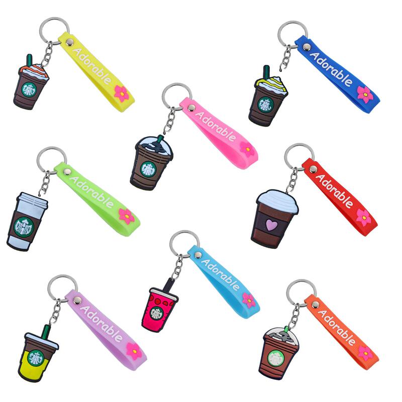 Starbucks Series Soft Rubber Keychain sheinPVC Soft Rubber Keychain Cute Cartoon Keychain Accessories Student